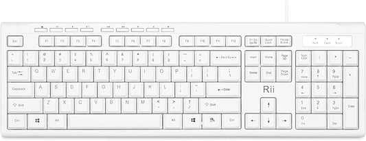 Rii RK907 Ultra-Slim Compact USB Wired Keyboard for Mac and PC,Windows 10/8 / 7 / Vista/XP(White)