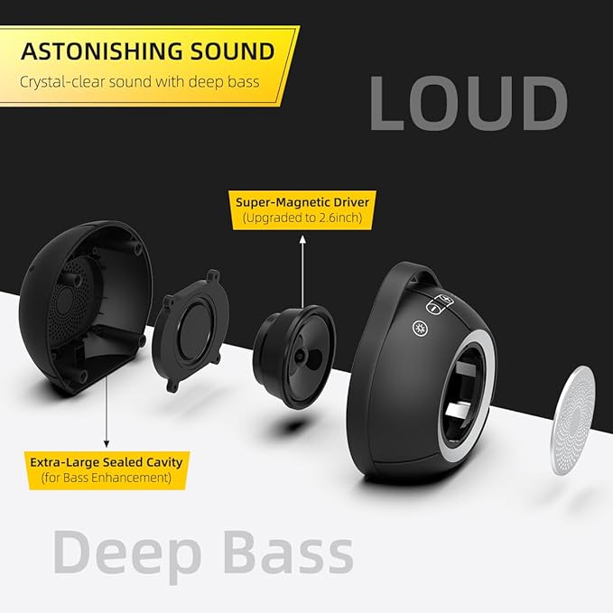 USB Computer Speakers for Desktop PC | Portable Plug-N-Play Laptop Speakers with Dynamic RGB Light, Ultra-Clear Sound, Loud Volume, Deep Bass, Touch Control, Compatible with Windows, macOS, ChromeOS
