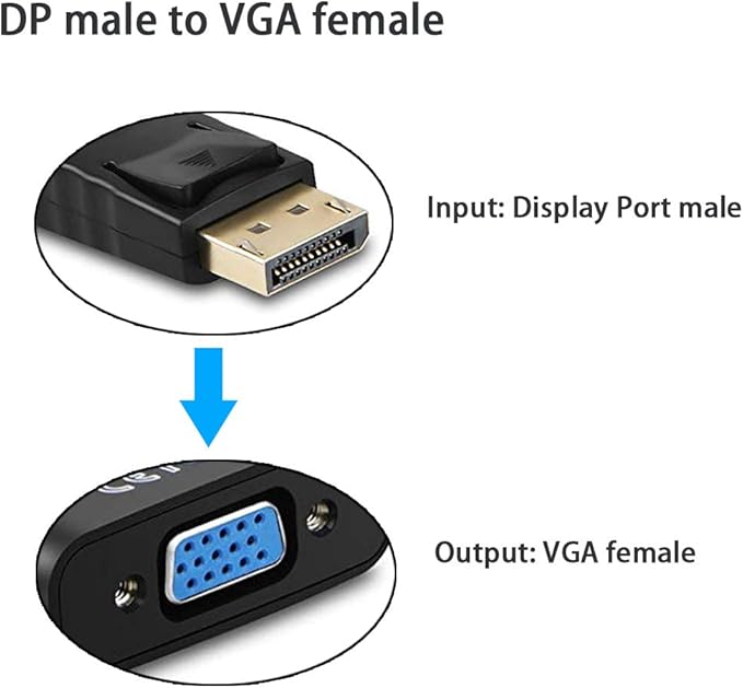 Display Port to VGA Adapter,8 Pack Gold-Plated DisplayPort DP to VGA Converter (Male to Female) for Computer, Desktop, Laptop, PC, Monitor, Projector, HDTV