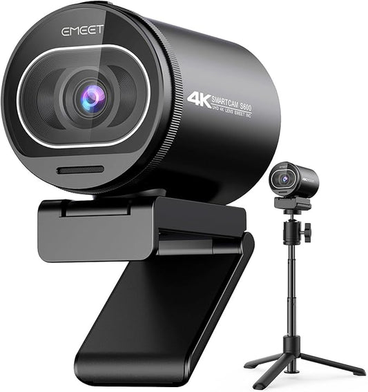 EMEET S600 4K Webcam with Tripod for Streaming - Sony 1/2.55'' Sensor, PDAF Autofocus, 1080P@60FPS, 2 Noise Reduction Mics, Built-in Privacy Cover, 73° FOV, Streaming Webcam for Product/Game/Beauty