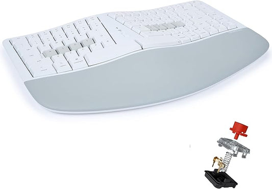 KINESIS mWave Quiet Ergonomic Keyboard for Mac (White) | Quiet Mechanical Switches | Bluetooth & USB | Programmable | Backlit | macOS Modifiers & Hotkeys