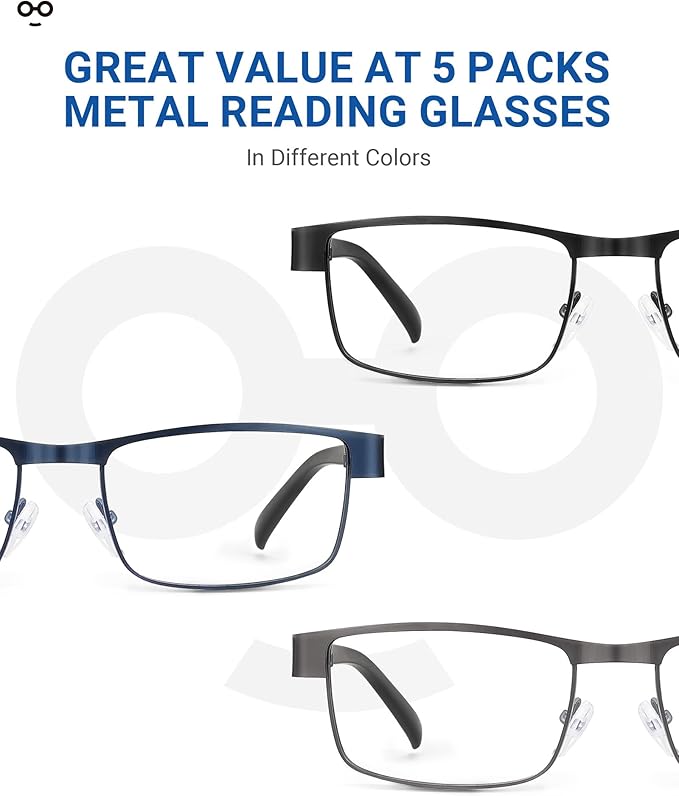 3PCS Blue Light Glasses Men - Bluelight Blocking Computer Metal Thin Frame For Mens/Women