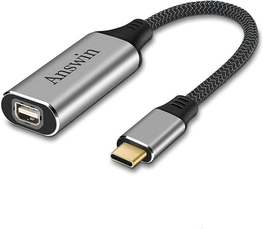 USB C to Mini Displayport (4K@60Hz), Thunderbolt 3 to Mini DisplayPort Adapter for iPhone 15/16/17 Series, M2-M4 MacBook, MacBook Air/Pro 2020-2025, Galaxy S18-S25, Steam Deack and Rog Ally