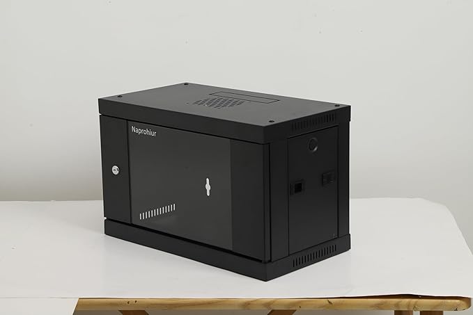 6U Server Cabinet for Home Office, Wall Mount Network Rack Enclosure for 19” IT and A/V Equipment with Lockable Glass Door, Removable Side Panels, Computer Data Networking Equipment
