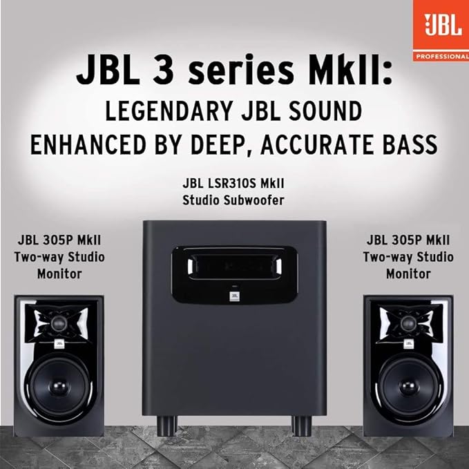 (2) JBL 305P MkII 5" 2-Way Active Powered Studio Reference Monitors Speakers