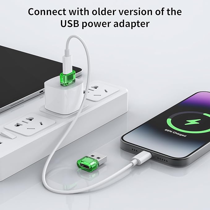 USB to USB-C Adapter 5 Pack,Type C Female to USBA Male Charger Converter, C to USB A Adapter Compatible for MagSafe Apple Watch Series 9/SE/Ultra 2 iPhone 15/16/17 Plus Pro Max AirPods Pro