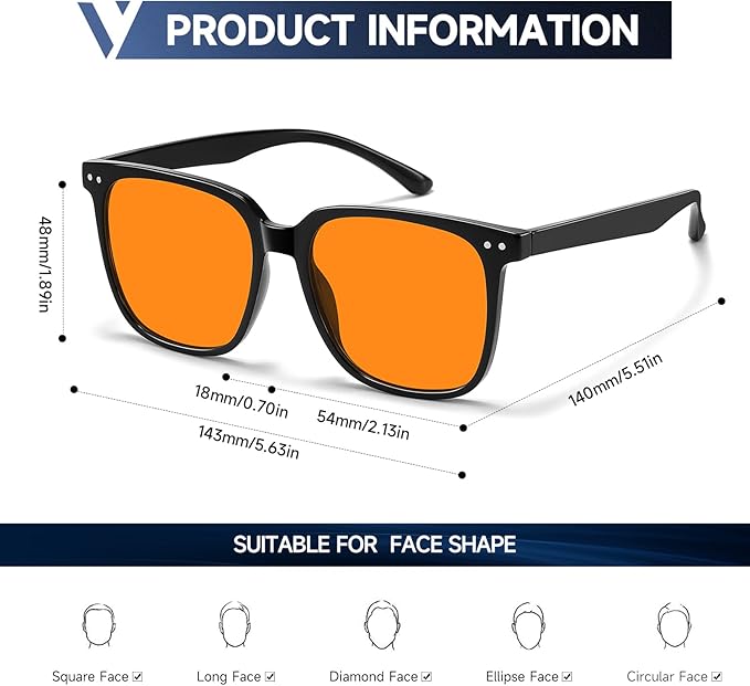 Oversized Square Blue Light Blocking Glasses for Women and Men - Gaming & Computer Anti-Fatigue