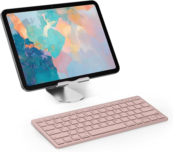 OMOTON Bluetooth Keyboard Compatible with iPad A16 11th 10th Generation, iPad 10.2 (9th/8th/7th), iPad Pro 13/12.9/11 inch, iPad Air/Mini and More iOS Devices, Pink
