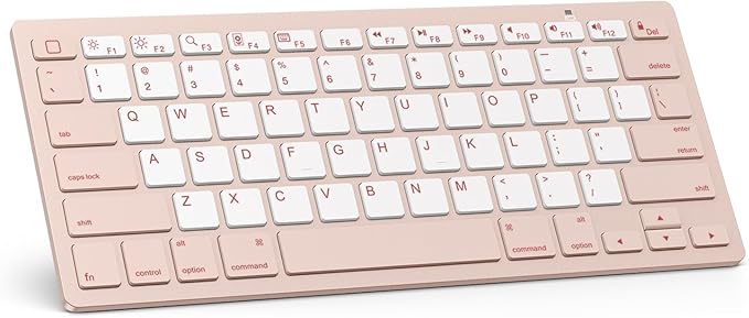 OMOTON Bluetooth Keyboard Compatible with iPad A16 11th 10th Generation, iPad 10.2 (9th/8th/7th), iPad Pro 13/12.9/11 inch, iPad Air/Mini and More iOS Devices, Pink & Pearl White