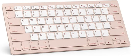 OMOTON Bluetooth Keyboard Compatible with iPad A16 11th 10th Generation, iPad 10.2 (9th/8th/7th), iPad Pro 13/12.9/11 inch, iPad Air/Mini and More iOS Devices, Pink & Pearl White