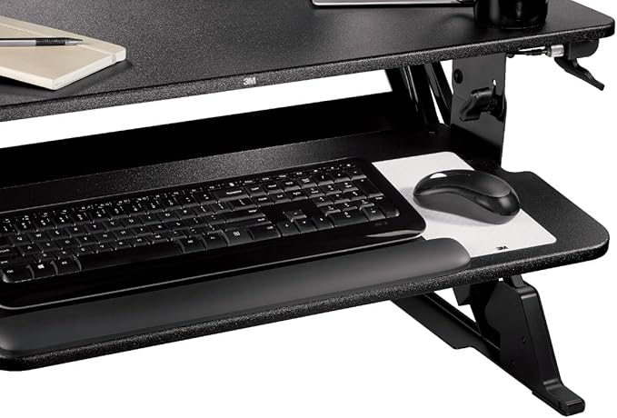3M Precision Standing Desk Converter, Sit to Stand Ergonomic Work Station, Height Adjustable Desktop Riser, Black