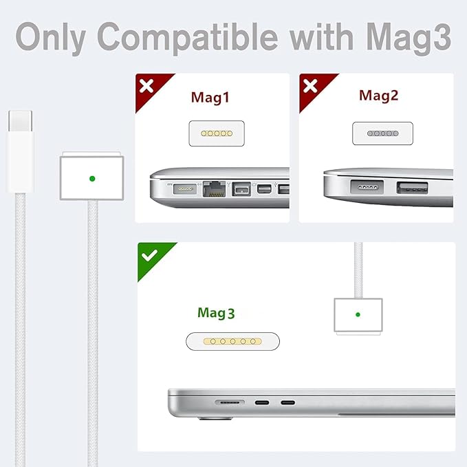 Charger for MacBook Air 15 13 inch Mac Pro 14 inch 2026 2025 2024 2023 2022 2021 M1–M5 Original Quality 70W Type C Fast Charger Power Adapter & 6.6FT Type C to Mag 3 Cable LED Applicable 2021-2026