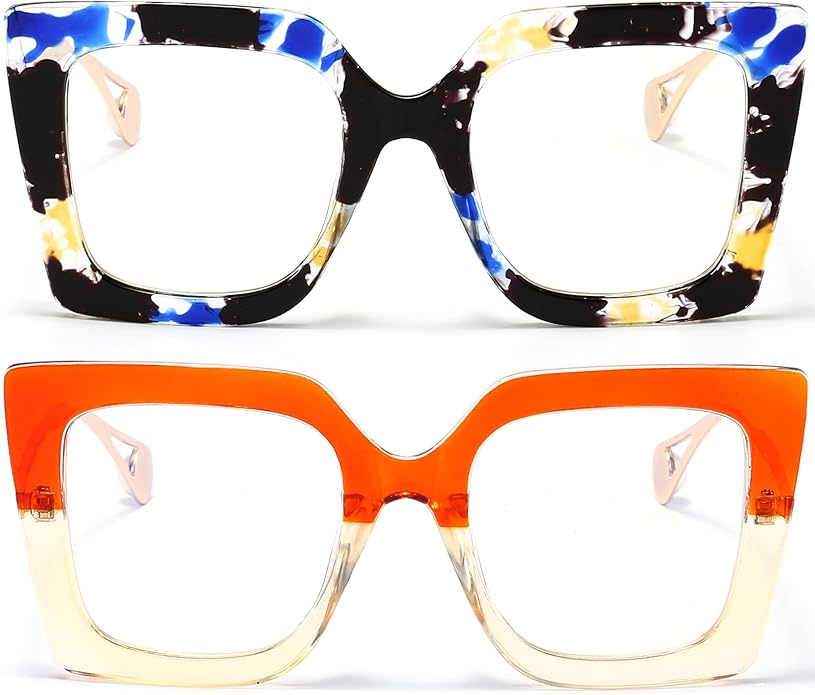 AIEYEZO Oversized Blue Light Glasses for Women, Anti Fatigue Prevent Headache Computer Eyeglasses