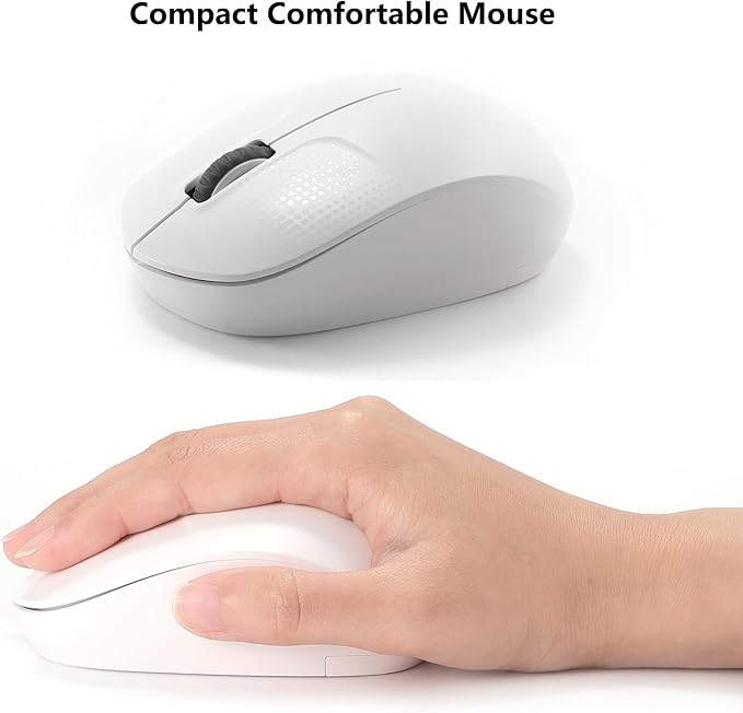 Wireless Keyboard and Mouse Combo for Windows, 2.4G Full-Sized External Cordless Computer Keyboard Mouse Combo for Laptop PC Desktop Chrome Mac, Number Pad 1600 DPI Silent Mouse USB Receiver (White)