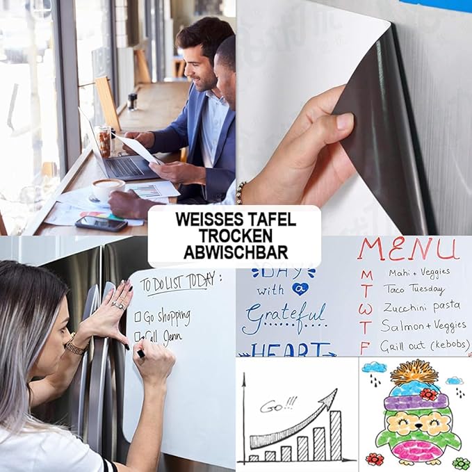 INMORVEN Small White Board Dry Erase Menu Planner, Magnetic Whiteboard for Fridge Grocery List, Refrigerator White Boards to Do List, with Markers and Eraser