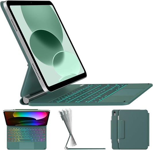 typecase Edge Keyboard Case for iPad 11th Gen A16 (2025) & 10th Gen 10.9" (2022) – Multi-Touch Trackpad, 11-Color Backlit Magic-Style Keyboard – Floating Magnetic Stand, Pencil Holder – Midnight Green