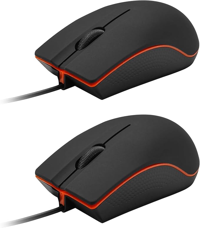 Guiheng 2 Pack Wired Mouse - USB Wired Computer Mouse for Right or Left Hand, Ergonomic with Durable Clicks for PC, Laptop, Desktop, Chromebook, Notebook, Mac