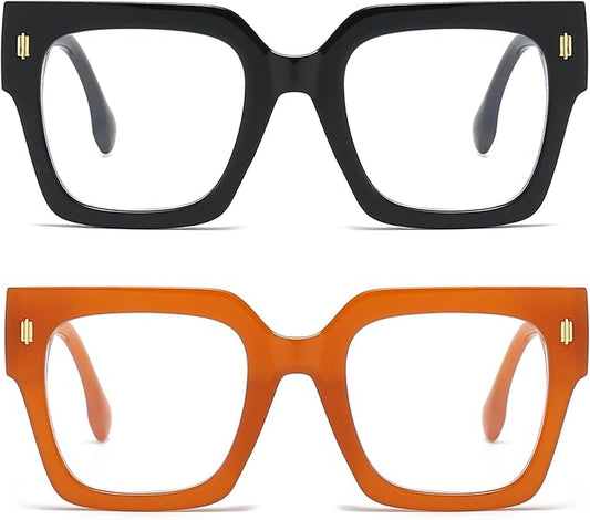 Fashion Oversized Blue Light Blocking Glasses for Women Men Trendy Big Square Frame Computer Eyeglasses