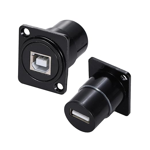 2PCS Panel Mount USB B to USB A Connector for Printer, D Type Female USB 2.0 Scanner Converter Adapter for HP, Canon, Dell, Epson, Lexmark, Xerox and More