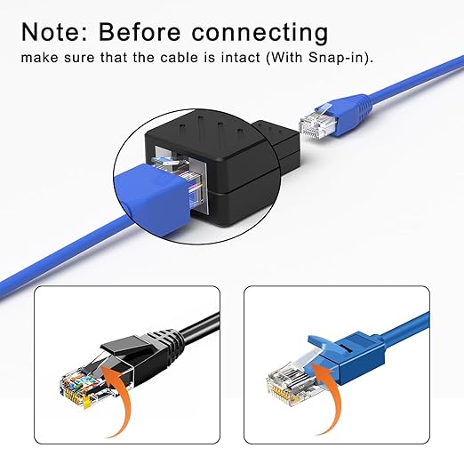 RJ45 Inline Coupler Ethernet Extender Cat7 Cat6 Cat5e Ethernet Coupler Female to Female(RJ45 Coupler Black 20 Pack)