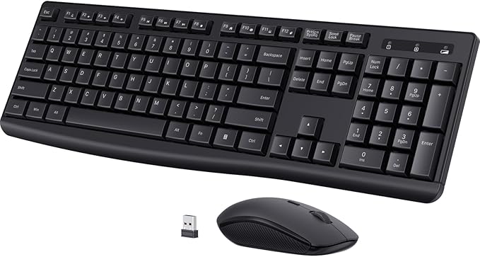 Wireless Keyboard and Mouse Combo, COLIKES 2.4G USB Cordless Mouse and Keyboard, 3 Level DPI Slim Ergonomic, Responsive Plug & Play for Computer Laptop PC - Full Size