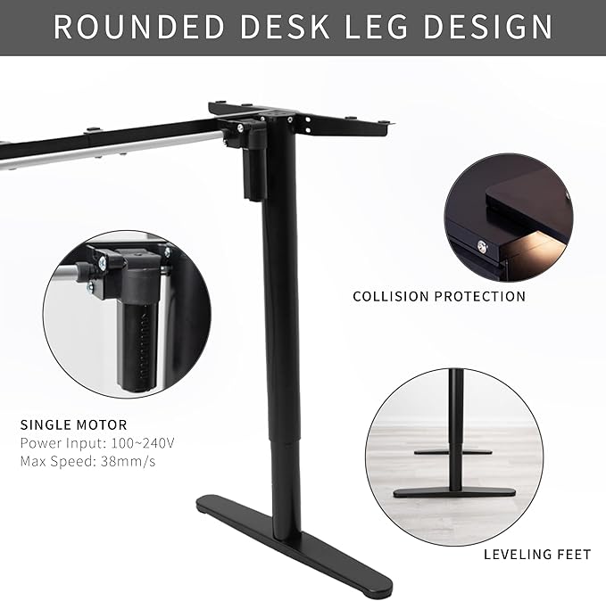 VIVO Electric Single Motor Standing Desk Frame for 41 to 74 in Table Tops, Memory Height Adjustment, Frame Only, Black, DESK-E151EB