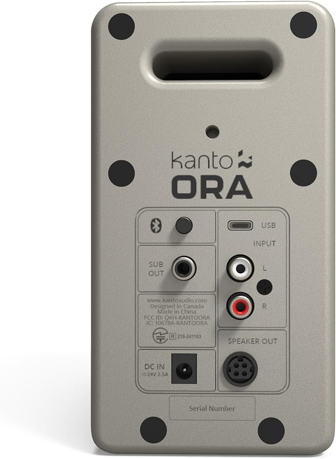 Kanto ORAME 100W Powered Reference Desktop Computer Speakers with Bluetooth 5.0 and USB-C Input | Bi-Amplified | 100 Hz Automatic Crossover | Pair | Moon (Renewed) (Renewed)