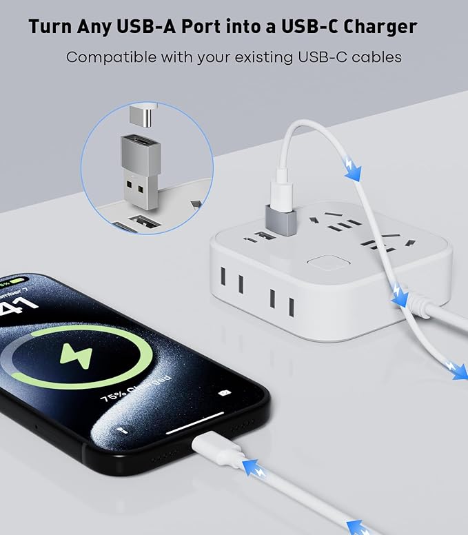 USB to USB C Adapter 2Pack, USB C Female to USB A Male Converter, Fast Charge & High-Speed Data Transfer Compatible with iPhone 17 16 15 Pro, Samsung Galaxy S24, iPad, MacBook Pro