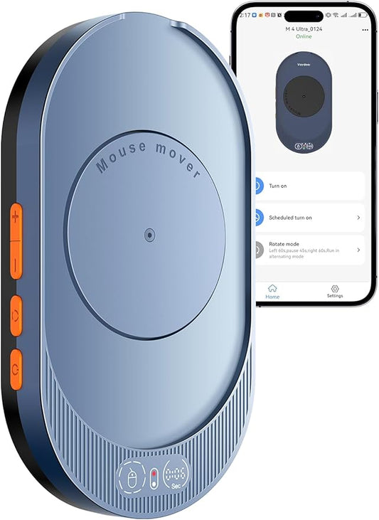 Vaydeer M4 Utra Mouse Mover with APP, Undetectable Mouse Jiggler Device with Remote Control and Timer Function, Driver-Free Shaker Wiggler Mouse Movement Simulation for Computer Awakening-Sky Blue