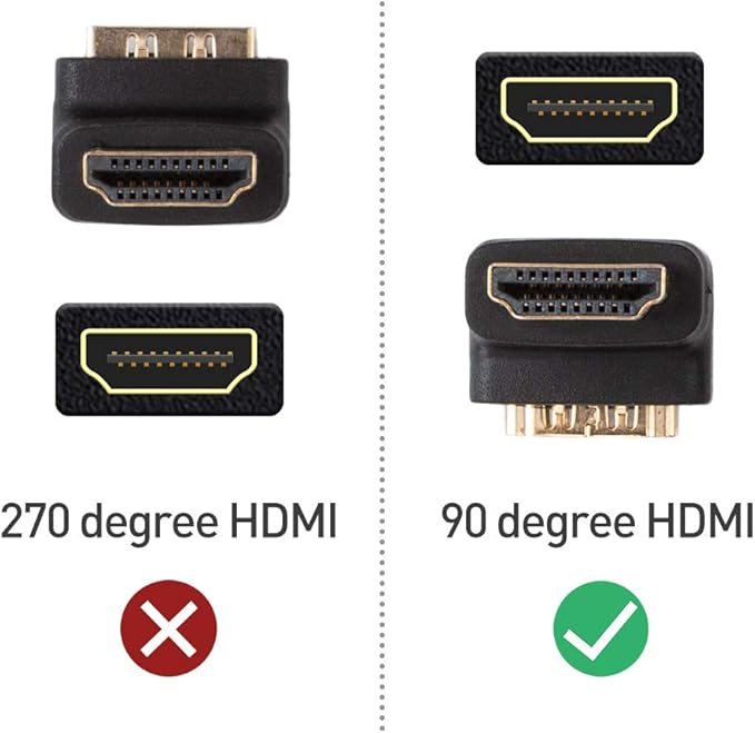 Cable Matters 2-Pack Right Angle HDMI Adapter with 4K 60Hz and HDR Support, 90 Degree HDMI Right Angle Adapter, Black