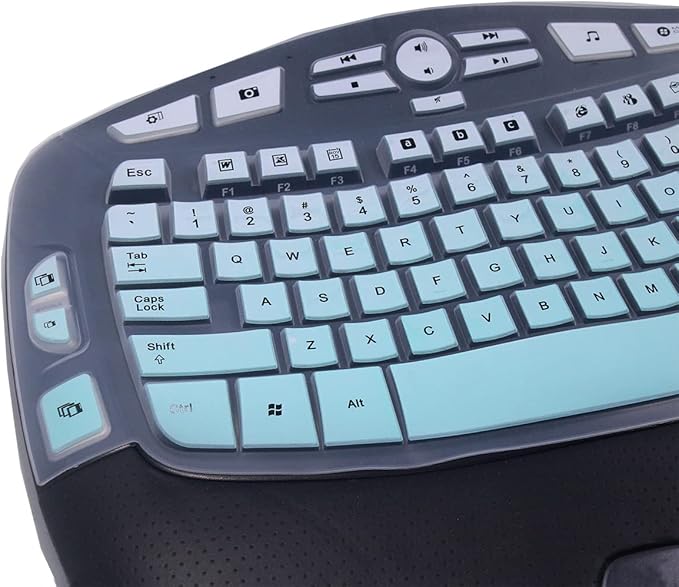 Ultra Thin Desktop PC Silicone Keyboard Cover Skin Protector Compatible with Logitech K350 MK550 MK570 Wireless Wave Keyboard (NOT for Other Desktop Keyboards) (Gradient Mint)