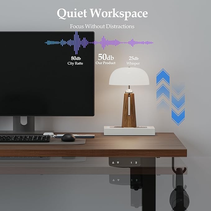 Klicelor 40 Inch Electric Standing Desk, Height Adjustable Office Desk, Sit Stand Up Computer Desk with Memory Preset, Two-Piece Desktop, Dark Walnut
