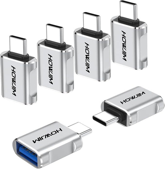 USB C to USB Adapter 6 Pack,USB C Male to USB3.2 Female OTG Adapter,10Gbps Data Transfer Fast Charging for Phone 17/16/15 Pro Max,Pad,M-acBook Pro/Air,D-ell XPS,S-urfaceBook,Phone,Laptop,Tablet Silver