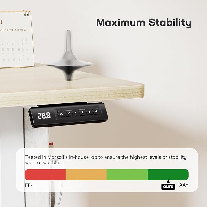 Marsail 55x24 Electric Standing Desk - Adjustable Height Computer Desk with Memory Presets, Storage Bag & Cable Management for Home Office & Gaming Workstations