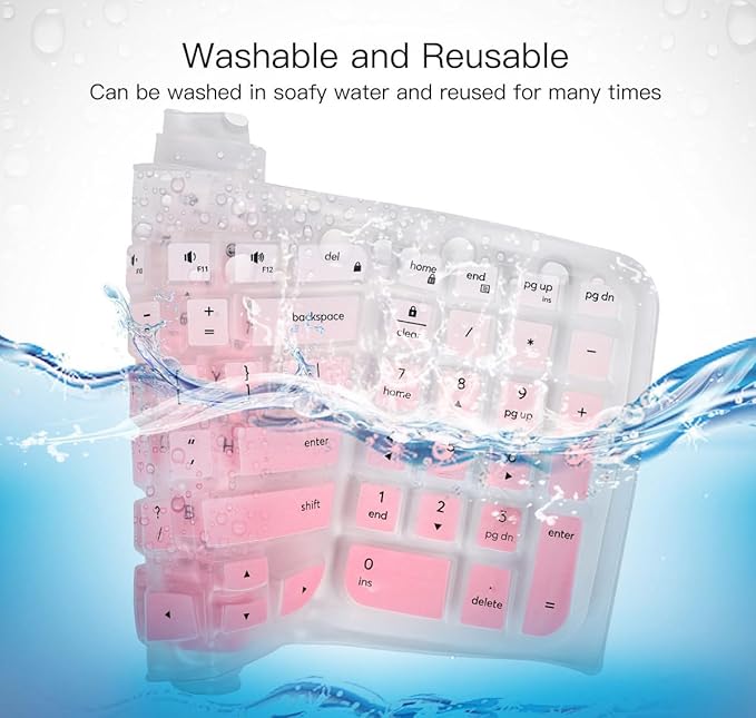 Keyboard Cover Skin for Logitech Wave Keys MK670 Combo Keyboard Skin, Logitech Wave Keys Wireless Ergonomic Keyboard Cover Protector Skin, Logitech Wave Keys MK670 Accessories, Ombre Pink