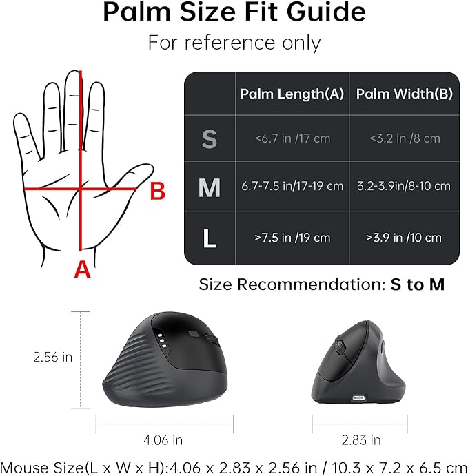 Ergonomic Vertical Wireless Mouse, 8,000 DPI Rechargeable Mouse with Triple-Mode Connection(2.4G+Bluetooth), 70g Lightweight Quiet Click Mouse with Battery Indicator for Laptop, PC, Mac Matte Black
