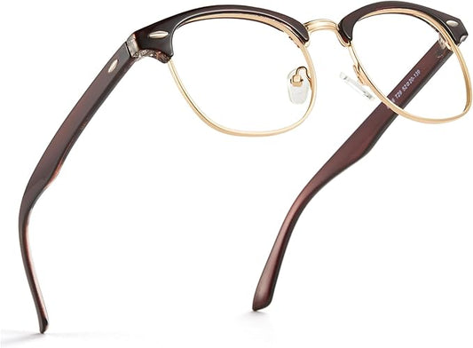 Cyxus Blue Light Glasses Men Retro Semi Rimless Clear Blue Light Glasses for Computer Eye Strain Gaming Glasses Anti Harmful Blue Light for Men Women