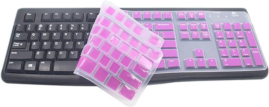 Silicone Keyboard Skin Cover Protector Compatible for Logitech K120 & MK120 Full-Size Wired Keyboard, MK120 & K120 Keyboard Protective Accessories (Purple)