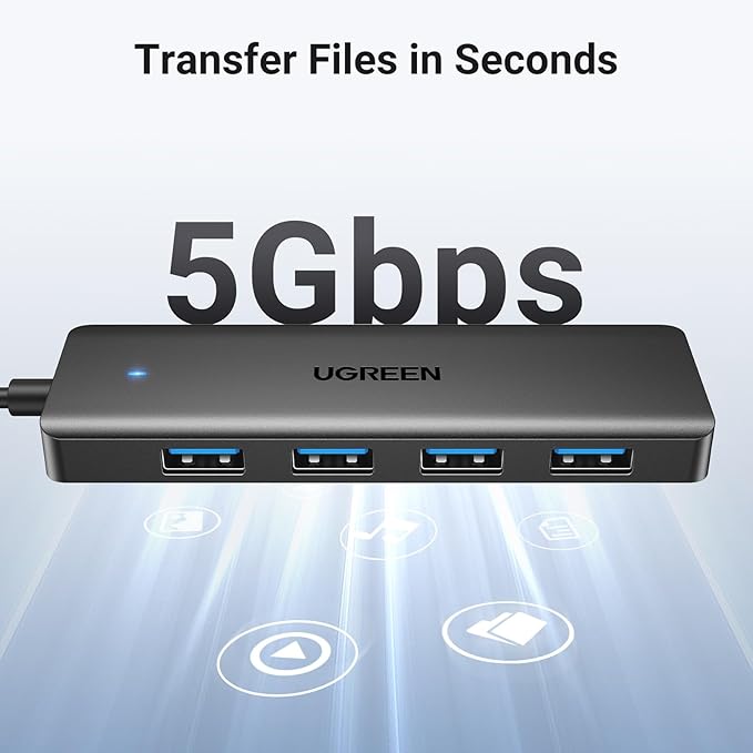 UGREEN USB 3.0 Hub, 4 Ports USB A Splitter Ultra-Slim USB Expander for Mouse, Keyboard, Flash Drive, U Disk, Printer Compatible with Laptop, Desktop PC, Xbox, PS5, and More