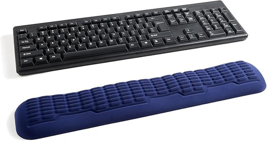 UnivoColors Memory Foam Keyboard Wrist Rest,Latest 3.0 Wave Curve Design,High-Resilience Memory Foam,Non-Slip Base Fits,Full-Sized Keyboards,Ideal for Work and Gaming(Navy)
