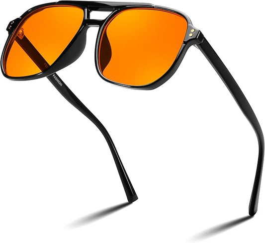 FEISEDY Amber Blue Light Glasses for Computer Gaming Orange/Yellow lens Anti Eyestrain Sleep Glasses G2835