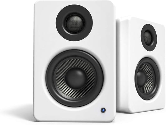 Kanto YU2MW PC Gaming Desktop Speakers | 3" Composite Drivers | 3/4" Silk Dome Tweeter | Class D Amplifier | 100 Watts | Built-in USB DAC | Subwoofer Output | Pair | Matte White
