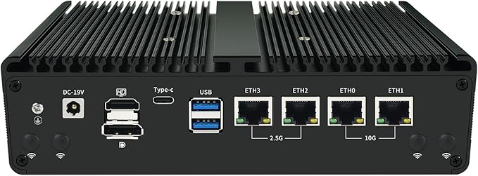 NAS AMD R5-7640HS Firewall Software Router,4*LAN(2 * 2.5G+2 * 10G Network Ports),2*SO-DIMM DDR5 5600MHz,4*M.2 NVME(Support PCIE),HDMI+DP+2*Type-C