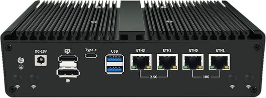 NAS AMD R5-7640HS Firewall Software Router,4*LAN(2 * 2.5G+2 * 10G Network Ports),2*SO-DIMM DDR5 5600MHz,4*M.2 NVME(Support PCIE),HDMI+DP+2*Type-C