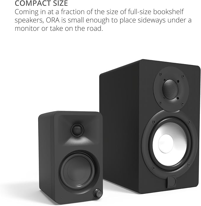 Kanto ORAMW 100W Powered Reference Desktop Computer Speakers with Bluetooth 5.0 and USB-C Input | Bi-Amplified | 100 Hz Automatic Crossover | Reference Quality Sound | Pair | Matte White (Renewed)