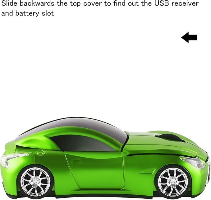 elec Space Cool Sport Car Shape 2.4GHz Wireless Mouse Optical Cordless Mice with USB Receiver for PC Laptop Computer 1600DPI 3 Buttons