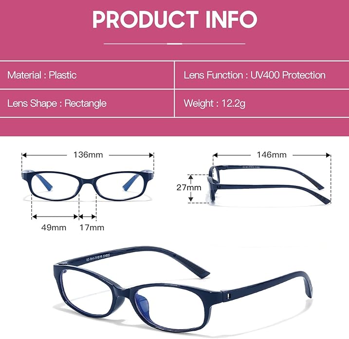 SODQW Office-Siren Blue Light Glasses for Women, Rectangle Frame, Y2K Small Eyewear, Anti Eyestrain Computer Glasses