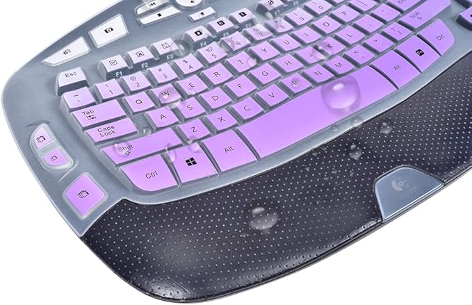 Keyboard Cover for Logitech K350 MK550 MK570 Keyboard Cover Skin for Logitech K350 MK550 MK570 Wireless Wave Keyboards Covers Skin Protector Accessories, Ombre Purple