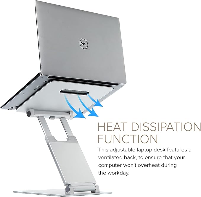 POUT E3 Lift — Ergonomic Laptop Stand for Desk, Adjustable Height 2" to 20" — Laptop Riser Portable Laptop Stand for Laptop — Standing Desk Converter for MacBook 10"-17" Laptops (Blue)