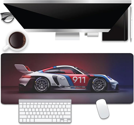 Mouse Pad Mouse Mat Large,Stitched Edges Non-Slip Waterproof Rubber Base Mouse Mat for Office Home Work Gaming(31.5X11.8 in) (Car)